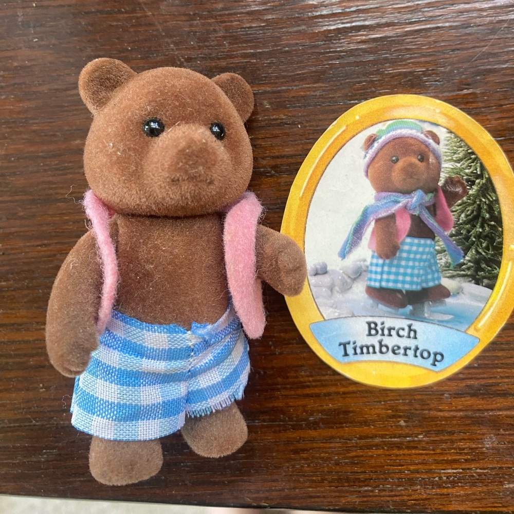 CALICO CRITTERS SYLVANIAN FAMILIES Vintage Timbertop Birch Bear with sticker